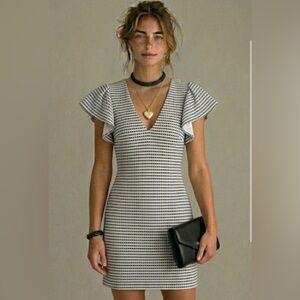 Calvin Klein Black and White Striped Mini Dress